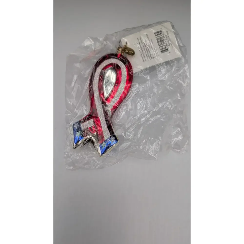Christopher Radko Glass Ornament United For Freedom Ribbon USA 5'' w/ Box & Tag